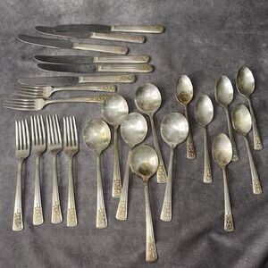 Silver Belle Silverplate Flatware 1940s Silverware Vtg Lot of 24 Used Condition
